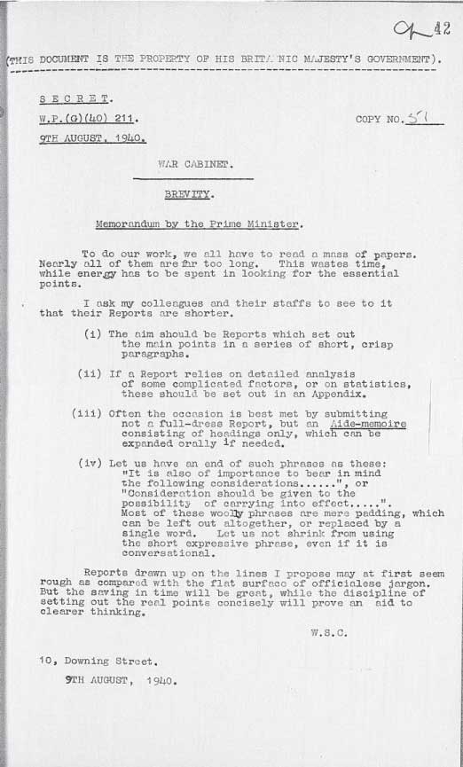 warcabinetmemo211_1940_brevity